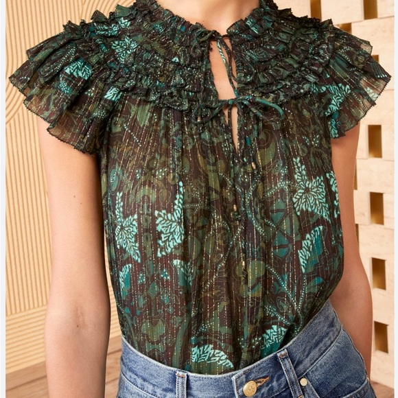 Ulla Johnson Black/Green top - Picture 3 of 3